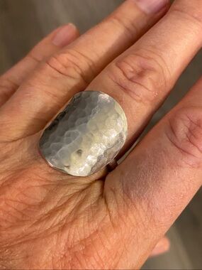Artisan Handmade Hammered Sterling Silver Statement Ring Size 10-10.25 UNISEX